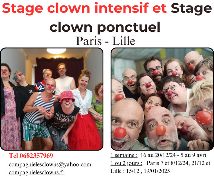 Stage clown intensif et stage clown ponctuel Paris - Lille Le 21 déc 2024