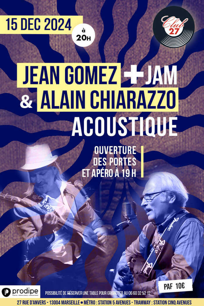 Jean GOMEZ et Alain CHIARAZZO + Jam Du 15/12/2024 au 5/1/2025