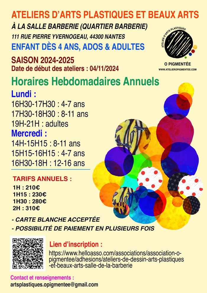 ateliers hebdomadaires de dessin et d